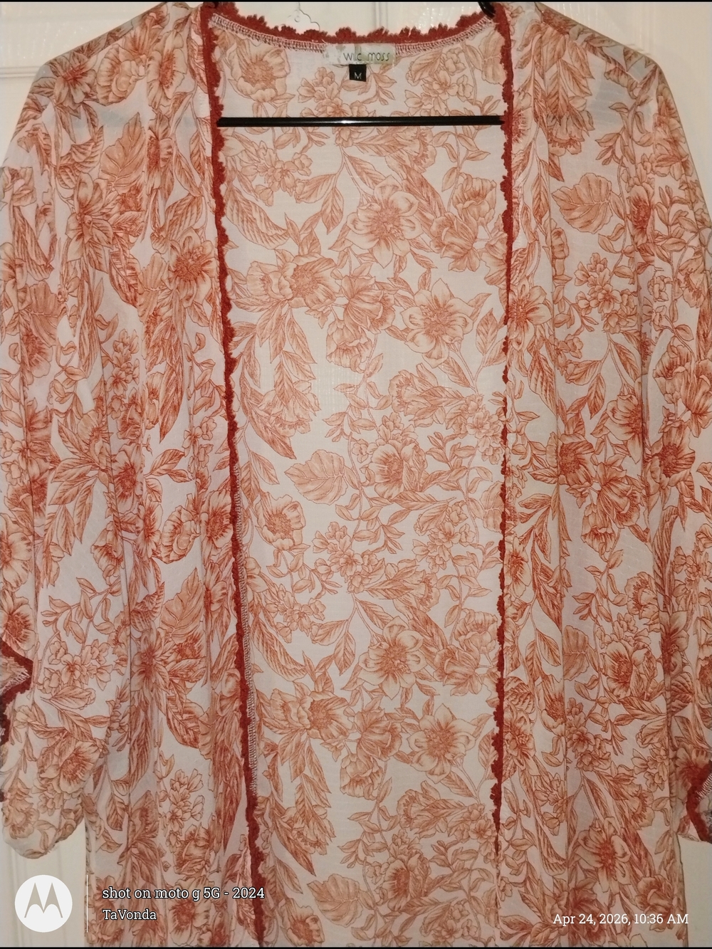 Wilt Floral Sheer Kimono in Rose/Coral PTP 22"